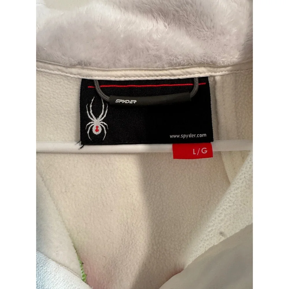 Spyder Softshell Fleece Lined Jacket Girls Large White‎ Colorblock Hooded